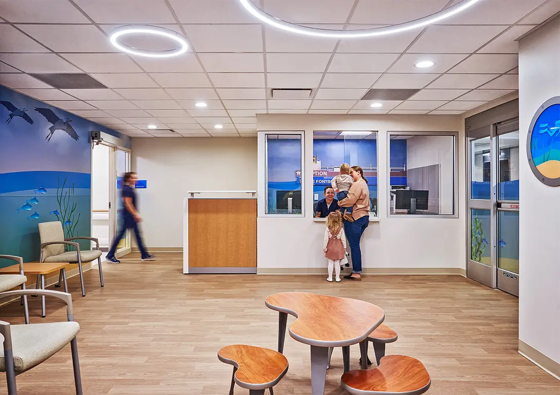 front desk pediatric OR with patients and doctor